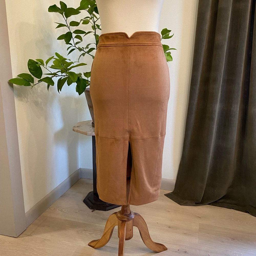 Bardot Suede Tan Pencil Skirt